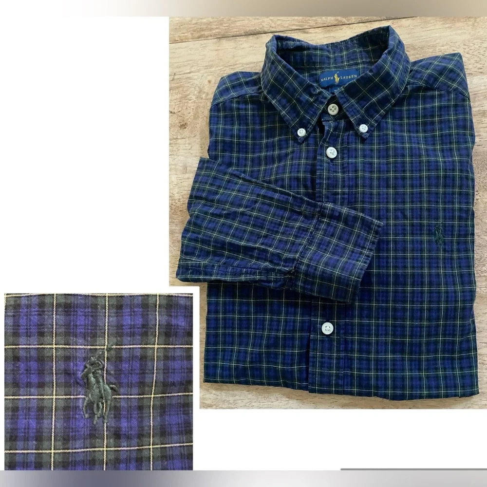 Ralph Lauren Boys’ Sz L‎ (14-16) Plaid Cotton Oxford Shirt